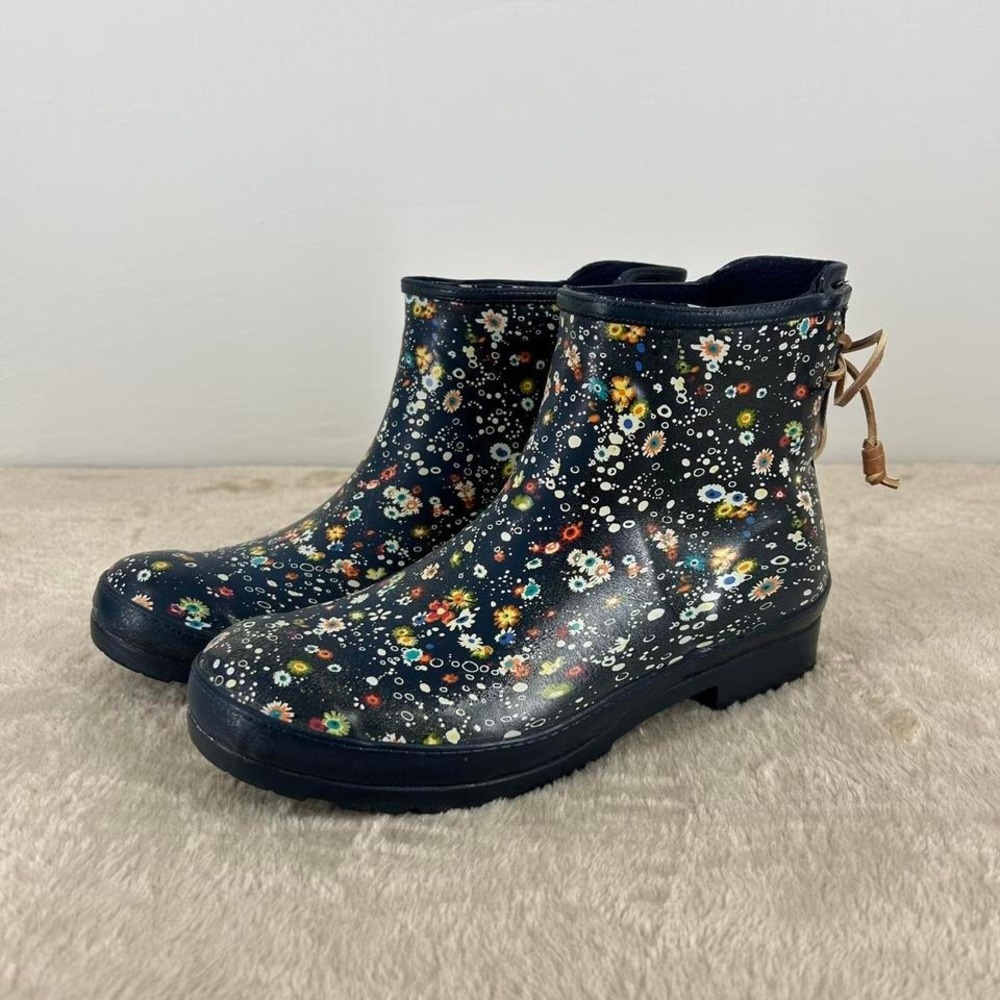 Sperry Floral Speckled Waterproof Rain Boots Size 9